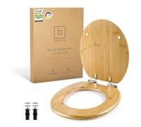 Benkstein® Abattant de WC en bambou avec système d'abaissement automatique - Abattant de WC antibactérien - Quick Release pour un nettoyage facile - Montage facile - Robuste et durable - Couvercle de