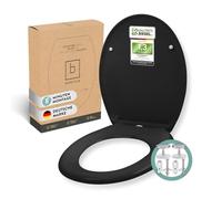 BENKSTEIN Couvercle de toilette premium antibactérien ovale noir - Couvercle de WC en Duroplast avec fonction Quick-Release et mécanisme d'abaissement Softclose - Siège de toilette en acier inoxydable