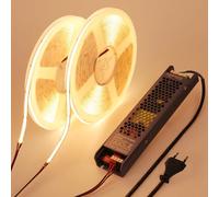 BENLUN Ruban LED COB 24V 20m CRI 93 160W Autocollante avec Transformateur | 3000K Blanc Chaud Bande LED Flexible Découpable 312LEDs/m pour Chambre, Bureau, Cuisine, Salon, Eclairage, 10m x 2