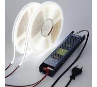BENLUN Ruban LED COB 24V 20m CRI 93 160W Autocollante avec Transformateur | 6000K Blanc Froid Bande LED Flexible Découpable 312LEDs/m pour Chambre, Bureau, Cuisine, Salon, Eclairage, 10m x 2