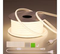 BENLUN Ruban LED COB AC 220V Exterieur Etanche 30m Très Lumineux 300W | 4000K Blanc Naturel Bande LED 10W/m CRI 90+ 288LEDs/m Flexible Découpable pour Chambre, Gaming, Bureau, Pergola Extérieur