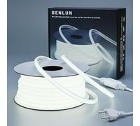 BENLUN Ruban LED COB Exterieur Etanche 220V 20m Très Lumineux 200W CRI 90+ | 6000K Blanc Froid Bande LED Flexible Recoupable 288LEDs/M pour Chambre, Bureau, Pergola Extérieur, Chantier, Eclairage