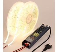 BENLUN Ruban LED COB Exterieur Etanche 24V 20m CRI 93 avec Transformateur | 4000K Blanc Naturel Bande LED Autocollante Découpable 160W 312LEDs/m IP65 pour Chambre, Cuisine, Pergola, Jardin, 10m X 2