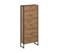 Benne à chaussures Folda, 63x152.5cm avec 4 compartiments basculants, Chêne de force doré/Noir, Vicco 57362