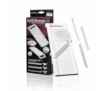 Benriner BN-95W-1 Mandoline, Blanc | 3 lames inox interchangeables pour trancher, râper et préparer des juliennes de légumes facilement