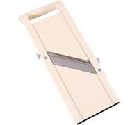 Benriner Mandoline japonaise pour légumes, 9,5 cm blanche: 3 lames interchangeables en acier inoxydable et protection de sécurité, Mandoline manuelle pour râper, Trancher et couper en julienne BN-95W