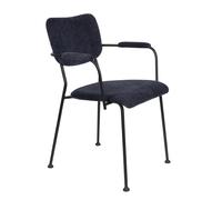 BENSON - Chaise accoudoirs velours bleu Bleu