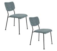 BENSON - Lot de 2 chaises de repas velours gris bleu Gris