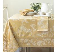 Benson Mills Harmony Scroll Nappe en Tissu damassé tissé pour Tous Les Jours, fêtes, Occasions spéciales, Mariages et Vacances (rectangulaire 152,4 x 304,8 cm, doré)