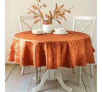 Benson Mills Harvest Legacy - Nappe en Tissu damassé pour l'automne, la récolte et l'Action de grâce (Rouille/Orange brûlé, Ronde, 177,8 cm)