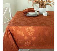 Benson Mills Harvest Legacy - Nappe en Tissu damassé pour l'automne, la récolte et l'Action de grâce (Rouille/Orange brûlé, rectangulaire, 152,4 x 304,8 cm)