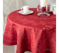 Benson Mills Holiday Elegance - Nappe Lourde en Tissu Jacquard, pour Les Vacances, l'hiver et Noël (Rouge foncé, 177,8 cm, Ronde)