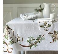 Benson Mills Merry Ribbons Nappe de Noël en Tissu Jacquard imprimé, Nappe de Noël élégante pour Toutes Les Vacances et l'hiver (rectangulaire 152,4 x 304,8 cm)