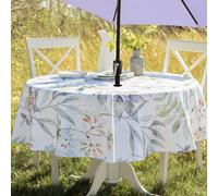 Benson Mills Nappe d'extérieur en Tissu Anti-déversement Printemps/été avec Trou pour Parapluie, Nappe à Fermeture éclair pour Tables Rondes, Table de Pique-Nique/terrasse (177,8 cm Ronde avec Trou
