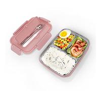 Bento Boîte à déjeuner à 3 compartiments,Acier inoxydable Bento Lunch Box Kit et Grande Bento Box Boîte avec cuillère et baguettes assorties,pour Enfant Travail Adult Déjeuner Préparation de Repas