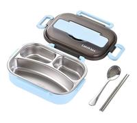 Bento Lunch Box,Bote Boite Repas Box Enfant et couverts ,Bote Repas Et 3 Compartiments Micro Ondes/Lave-vaisselle Lunchbox,Bleu