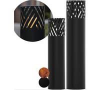 BENTSON Colonne à Bougie Anthracite Design, Lot de 2, 95 cm + 75 cm | Colonne décorative pour jardin au design industriel, Lanterne pour intérieur et extérieur, Inclus - bougies, Rayures