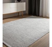 benuta Basic Tapis Coton Tissé à la Main Ron - Beige/Noir 160x230 cm - 100% Naturel - Style: Laine, Uni, Minimaliste - Entretien Facile pour Salon, Chambre, Bureau, Couloir