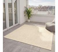 benuta Basic Tapis Extérieur & Intérieur Iowa - Crème 300x300 cm - Look Jute Boho - Résistant UV - pour Balcon, terrasse, Jardin, Cuisine, Salon - Durable, Robuste - Convient espaces intérieurs
