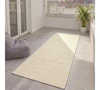 benuta Basic Tapis Extérieur & Intérieur Iowa - Crème 80x300 cm - Look Jute Boho - Résistant UV - pour Balcon, terrasse, Jardin, Cuisine, Salon - Durable, Robuste - Convient espaces intérieurs