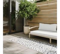 benuta Basic Tapis Exterieur Kaleo - Bleu/Blanc 70x200 cm - Géométrique - Intempéries et UV résistant Balcon, terrasse, Jardin, Cuisine, Salon, Couloir, Salle à Manger - Nettoyage Facile