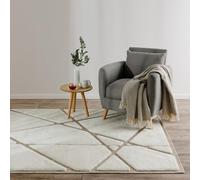 benuta Basic Tapis Salon Elvy - Crème 250x350 cm - Abstrait Doux Relief, Boho - Facile à Nettoyer - Résistant - Compatible avec Chauffage au Sol