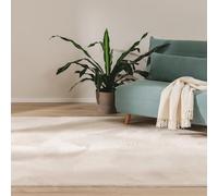 benuta Basic Tapis Salon Fausse Fourrure Furry - Beige 200x290 cm - pour Chambre, Bureau, Couloir, Bebe - Doux - Antidérapant - Lavable - Chauffage Sol