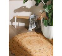 benuta Jutta Tapis en Jute - Marron Clair Rond 120 cm - Tapis de Salon tissé à la Main - Design Naturel - Convient pour Chauffage au Sol