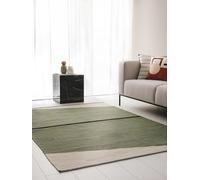 benuta Pop Lenny Tapis en coton - 100 % coton - Rectangulaire & Style : abstrait, géométrique, rayures, minimaliste, vie naturelle, rétro - Facile d'entretien pour le salon, vert, 160 x 230 cm