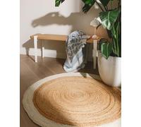 benuta Pure Jute Tapis Jutta - Naturel - Rond - 115 cm - Tapis de salon tissé à la main - Design bohème naturel - Convient pour chauffage au sol
