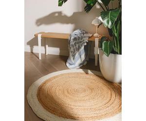 benuta Pure Jute Tapis Jutta - Naturel - Rond - 115 cm - Tapis de salon tissé à la main - Design bohème naturel - Convient pour chauffage au sol