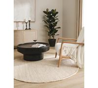 Benuta Pure Tapis en laine Rocco - Crème 100 cm rond - Tissé à la main - Style : laine, uni, bohème, hygge, cozy - Facile d'entretien