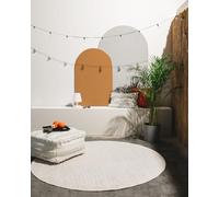 benuta Tapis d'intérieur et d'extérieur Mars - Rond - Crème - 160 cm - Relief abstrait - Facile à nettoyer - Résistant - Convient pour chauffage au sol