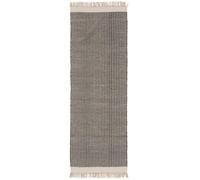 benuta Tapis en laine pure Kim - Noir/blanc 80 x 250 cm - Coton, Laine - Chemin de couloir et de style : Ikat, Hygge & Cozy, Minimaliste - Facile d'entretien pour salon, chambre à coucher, couloir