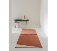 benuta Tapis pop en coton Lenny - Terracotta 70 x 200 cm - 100 % coton - Tapis de couloir et de style : abstrait, géométrique, rayures, minimaliste, nature, rétro - Facile d'entretien pour le salon