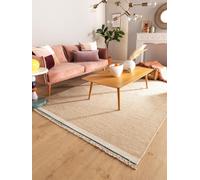 benuta Tapis Pop Karla - Beige 120 x 170 cm - Coton, laine - Rectangulaire et dans le style: uni, hygge & cosy, minimaliste - Facile d'entretien pour salon chambre à coucher