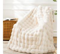 BENVWE Couverture Polaire à Bulles en Fausse Fourrure, Douce, Confortable et épaisse, Couverture pelucheuse pour canapé, Chaise, lit, 130 x 160 cm, Blanc