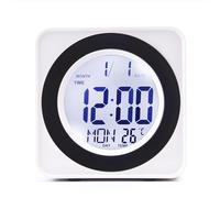 Benytro Horloge de moto, commande vocale, écran LCD, calendrier, blanc | Heure semaine, température, humidité, format 12/24 heures, alarme quotidienne avec répétition, heure mondiale et locale