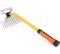 Bénzoa® : Extracteur de mauvaises herbes manuel avec poignée ergonomique – 11 dents en acier inoxydable pour éliminer les mauvaises herbes à racines profondes, compact, de couleur orange
