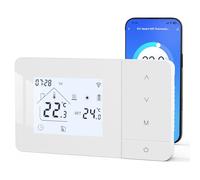 Beok Thermostat Chaudiere gaz à Pile,Thermostat WiFi Mural,Thermostats Connecté 2 Fils,Programmable quotidiennement,Alimentation par Batterie ou USB,Commande vocale Via Alexa ou Google Home,Blanc