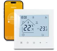 Beok Thermostat Connecté WiFi pour Chauffage au Sol Électrique,Thermostat d'Ambiance Intelligent Thermostats Programmable avec Capteur Externe Compatible Alexa Google Home 16A,Blanc