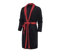 Beokeuioe Peignoir de bain en tissu éponge pour homme - Peignoir d'hiver en velours de coton - Peignoir de bain en coton extra doux et chaud, A1 rouge., 4XL
