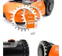beos 2 x crampons en acier inoxydable de qualité supérieure pour Worx Landroid S/M + 12 x vis en acier inoxydable - Amélioration de la traction pour tondeuse robot - Taille des roues 205 mm