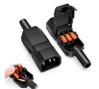 Beoveo Connecteur IEC C14 C13 10A 250V 3 Pôles 2 Pièces | Connecteur IEC C14 et prise C13, 3 pôles, 230V, levier, bornier pour ordinateur et rallonge