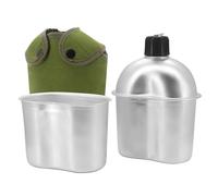 Beowanzk Bouteille d'eau de camping de 0,9 L, bouteille d'eau militaire, cantine et bouteilles d'eau, équipement militaire, bouilloire portable avec tasse en aluminium pour la randonnée, le camping,