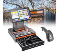BeoyNot Caisse Enregistreuse Intelligente Tout-en-Un, avec Double Écran Tactile 15,6 Pouces, Moniteur de Caisse Écran Tactile, Imprimante de Reçus Intégrée, 8 Go de RAM 128 Go SSD Black-A