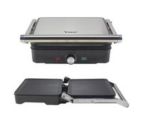 BEPER P101TOS503 GRAND GRILL Gril électrique multifonction 3 en 1 - Poêle à steak, plaque à panini et barbecue - Plaques de 28 x 25 cm, ouverture à 180°, thermostat réglable - 2000 W