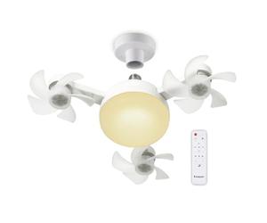 BEPER P206VEN612 Ventilateur de plafond avec éclairage LED et télécommande, 3 ventilateurs à 5 pales, 3 vitesses, minuterie 4 h, éclairage chaud/froid à intensité variable, silencieux, douille E27