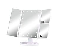 BEPER P302VIS050 Miroir de Maquillage Lumineux avec Grossissement 1x/2X/5X - Miroir LED pour Station de Maquillage Petit