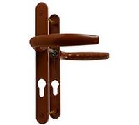 Béquille double sur plaque étroite entraxe 70/195 mm ligne Atlanta clé I finition brun argile porte 68/77 Brun G
